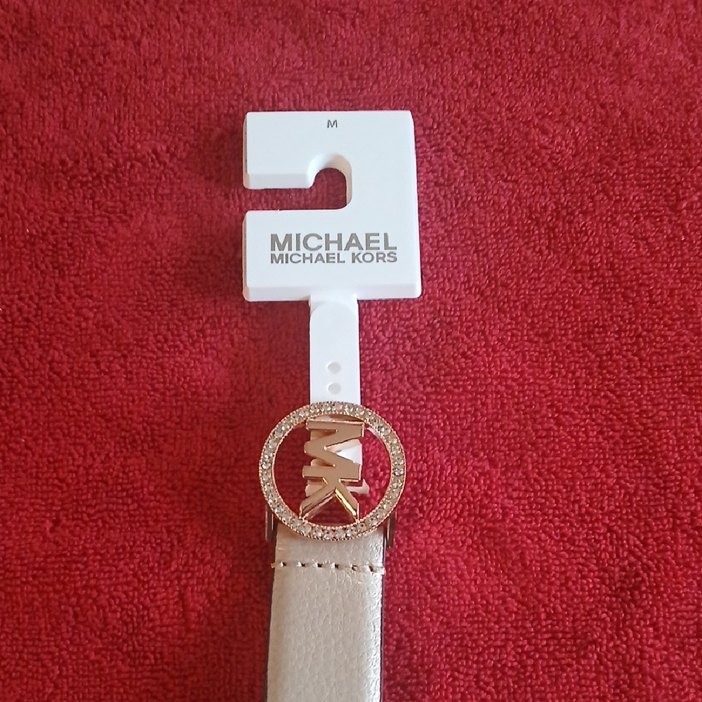 Michael Kors Gold Buckle Cream Belt